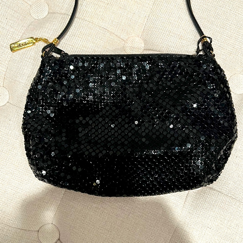 Vintage whiting & Davis black metal mesh crossbody